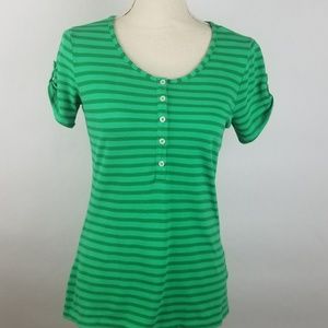 Tommy Hilfiger Green Top w Green Stripes Sz SP